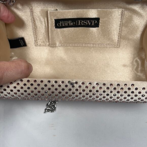 Charming Charlie RSVP Rose Colored Sequin Jeweled Hardcase Clutch Evening Bag - Picture 4 of 13